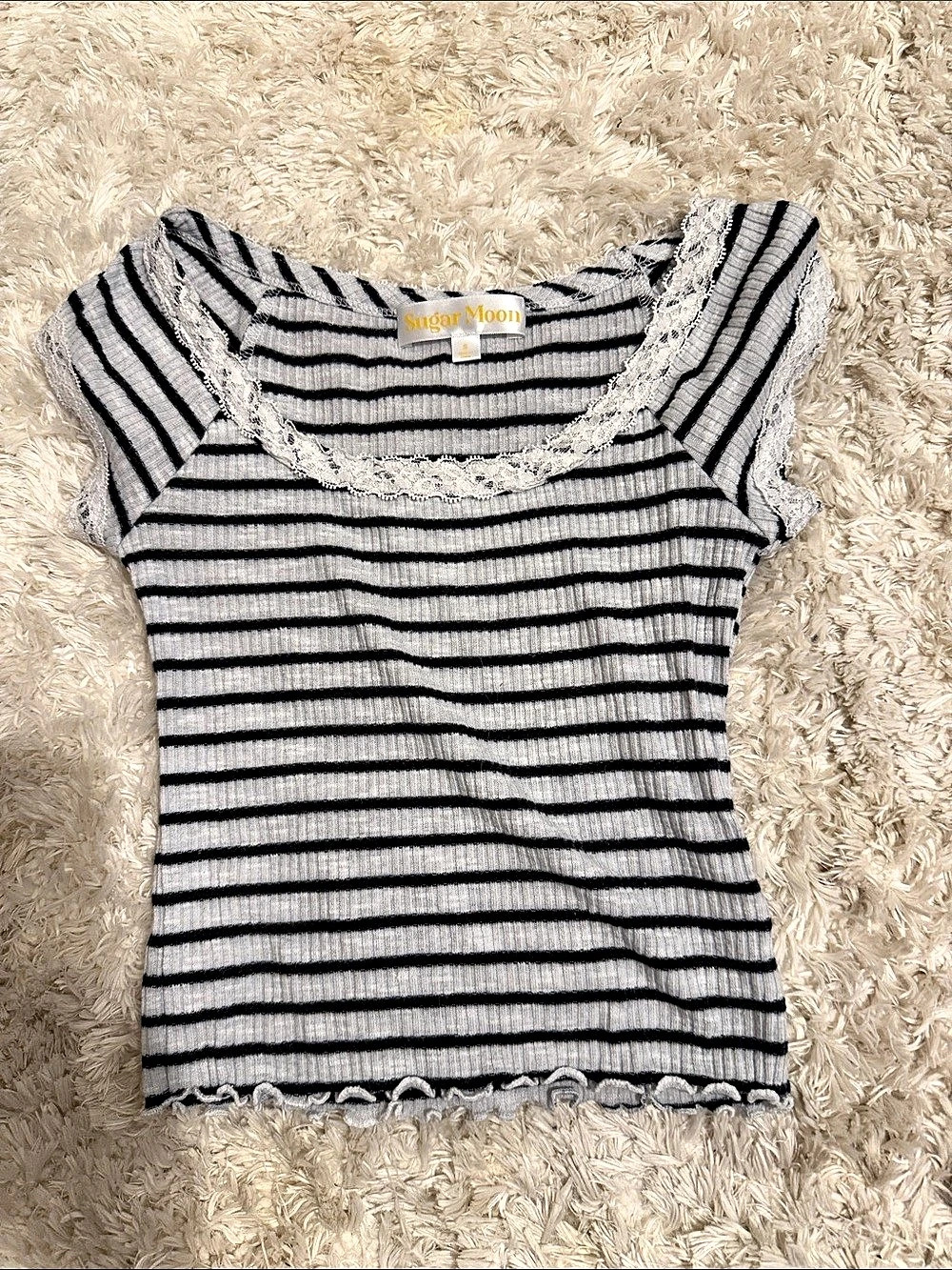 Sugar Moon Striped Tank Top in Black & White Size Small